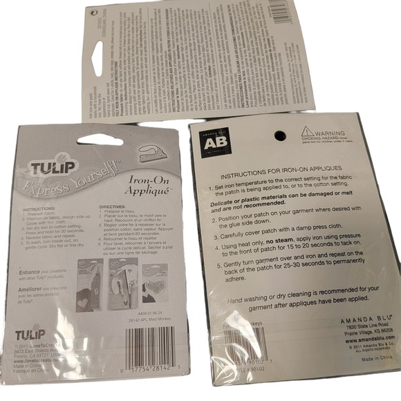 Lot Of 3 Amanda Blu Multicolor Iron‎ On Appliques Going Bananas Monkey Patches - Picture 2 of 2